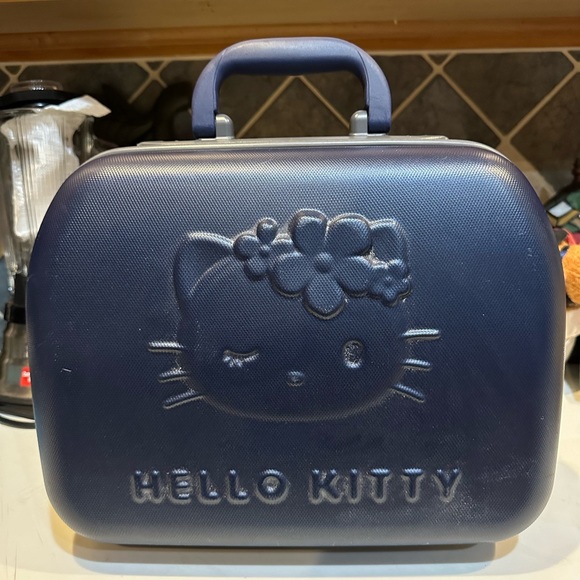 VTG RARE 2001 NAVY HELLO KITTY SANRIO HARD SHELL TRAVEL BAG SUITCASE LUGGAGE 15” - Picture 13 of 15